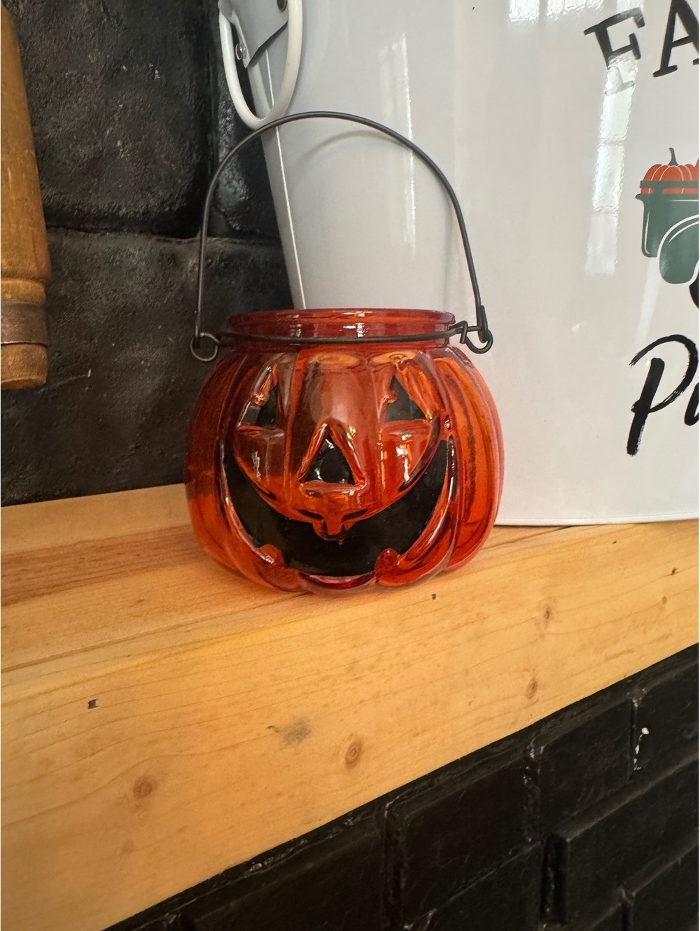 Happy Halloween Pumpkin Jar Decorative Glass Lantern